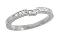 Art Deco Diamond Engraved Companion Wedding Ring in Platinum