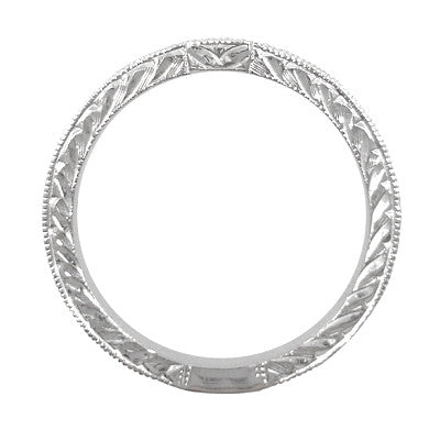 Art Deco White Gold Notched Engraved Diamond Wedding Ring - 14K or 18K - Item: WR283W50K14-LC - Image: 2