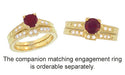 Art Deco Diamond Engraved Companion Wedding Ring in Yellow Gold - 18K or 14K