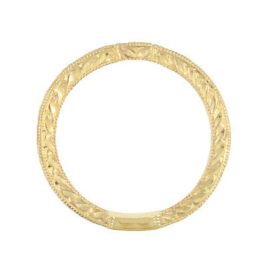 Art Deco Diamond Engraved Companion Wedding Ring in Yellow Gold - 18K or 14K - alternate view