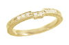 Matching wr283y50 wedding band for Art Deco Blue Sapphire Engraved Engagement Ring with Side Diamonds in Yellow Gold - Fishtail Setting