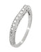 White Gold Art Deco Curved Filigree and Wheat Engraved Diamond Wedding Band
