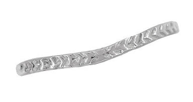 Art Deco Crown of Leaves Curved Filigree Engraved Wedding Band in Platinum - alternate view