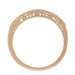 Art Deco Crown of Leaves Curved Filigree Engraved Wedding Band in 14 Karat Rose Gold