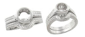 Art Deco Curved Engraved Wheat Wedding Ring in 14 or 18 Karat White Gold