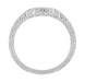 Art Deco Diamond Curved Engraved Wheat Wedding Ring in 18 Karat White Gold