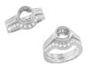 Art Deco Diamond Curved Engraved Wheat Wedding Ring in 18 Karat White Gold