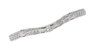 Art Deco Flowers and Wheat Engraved Filigree Wedding Band in White Gold