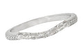 Art Deco Flowers and Wheat Engraved Filigree Wedding Band in White Gold