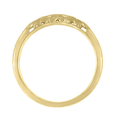 Art Deco Flowers & Wheat Engraved Filigree Wedding Band in 14K or 18K Yellow Gold - Item: WR356Y14 - Image: 5