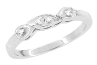 1950's Retro Moderne Diamond Filigree Wedding Ring in White Gold