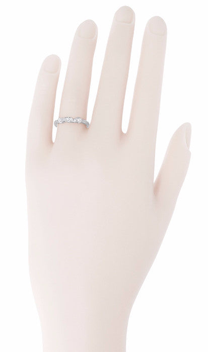 Retro Moderne 1950's Filigree Platinum Diamond Wedding Ring - Item: WR380P-LC - Image: 3