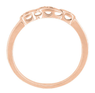 14 Karat Rose Gold Mid Century Retro Modern Filigree Diamond Wedding Ring - alternate view