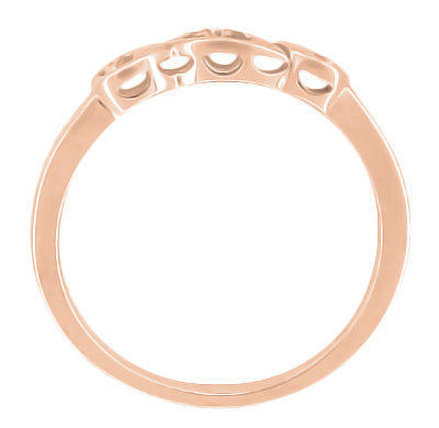 14 Karat Rose Gold Mid Century Retro Modern Filigree Diamond Wedding Ring - Item: WR380R-LC - Image: 2