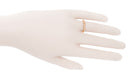 Retro Moderne White Sapphire Filigree Wedding Ring - 14K Rose Gold