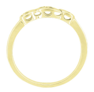 Vintage Style Retro Moderne Yellow Gold Filigree Diamond Wedding Ring - 10K, 14K or 18K - Item: WR380Y10-LC - Image: 2