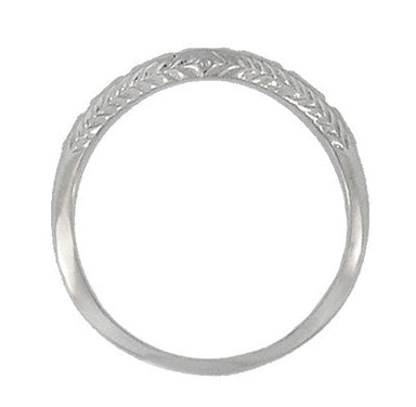 Art Deco Olive Leaves and Wheat Engraved Curved Wedding Band in Sterling Silver - alternate view