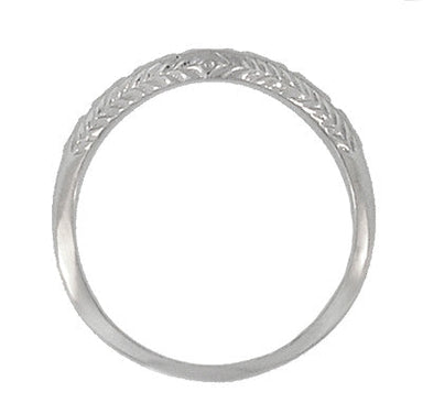Art Deco Olive Leaves and Wheat Engraved Curved Wedding Band in White Gold - 10K, 14K or 18K - alternate view