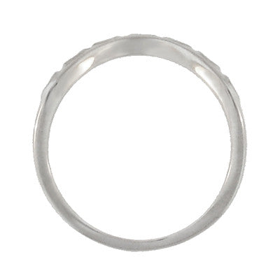 Art Deco Olive Leaves and Engraved Wheat Curved Wedding Band in White Gold - Item: WR419W125-I - Image: 3