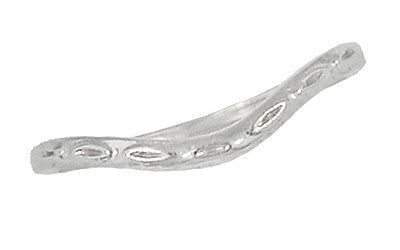 Art Deco Olive Leaves and Engraved Wheat Curved Wedding Band in White Gold - Item: WR419W125-I - Image: 4
