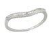 Art Deco Olive Leaves and Engraved Wheat Curved Wedding Band in White Gold