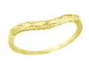 Art Deco Yellow Gold Olive Leaves and Engraved Wheat Curved Wedding Band (10K, 14K or 18K)