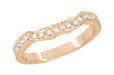 Art Deco Antique Style Loving Hearts Contoured Engraved Wheat Diamond Wedding Ring in 14 Karat Rose ( Pink ) Gold