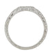 Art Deco Loving Hearts Contoured Antique Carved Wheat Diamond Wedding Ring in White Gold