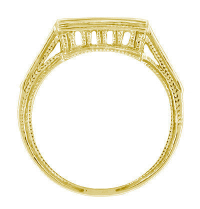 Art Deco Diamond Filigree Contoured Linear Wedding Ring in Yellow Gold - Item: WR496Y14-LC - Image: 2