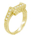 Art Deco Diamond Filigree Contoured Linear Wedding Ring in Yellow Gold
