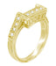Art Deco Diamond Filigree Contoured Linear Wedding Ring in Yellow Gold