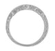 Side Scrolls Carved Detail on Antique Platinum and Diamond Art Deco Wedding Band - WR628P