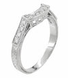 Matching wr663 wedding band for Luxe Deco Castle Blue Sapphire Engagement Ring in 18 Karat White Gold
