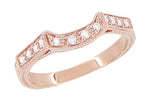 Art Deco Diamond Filigree Wraparound Wedding Ring in 14K Rose ( Pink ) Gold