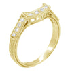Matching wr664y wedding band for Art Deco Engraved Yellow Gold Filigree Castle 1 Carat Aquamarine Engagement Ring with Side Diamonds