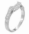 Matching wr665 wedding band for Art Deco 1 Carat Blue Sapphire Engraved Castle Engagement Ring in Platinum