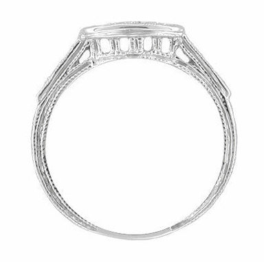 Curved Art Deco Platinum and Diamonds Engraved Filigree Sculptural Wedding Ring - alternate view