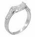 Curved Art Deco Platinum and Diamonds Engraved Filigree Sculptural Wedding Ring