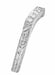 White Gold Art Deco Engraved Wheat Curved Diamond Wedding Band - 14K or 18K