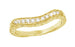 Art Deco Yellow Gold Carved Wheat Curved Hugger Diamond Wedding Band