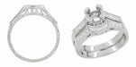 Art Deco Diamonds Filigree Scrolls Curved Wedding Ring in 18 Karat White Gold | Scroll Engraved Vintage Style Curved Band