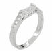 Art Deco Platinum and Diamond Filigree Engraved Companion Wedding Ring