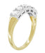 Mid Century Straightline Diamond Wedding Ring in White and Yellow Gold Mixed Metals