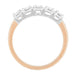 Mid Century Modern Straightline 5 Diamond Wedding Ring in 14 Karat White and Rose Gold