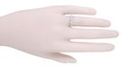 Mid Century Modern Straightline 5 Diamond Wedding Ring in 14 Karat White and Rose Gold