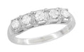 Mid Century Straightline Diamond Wedding Ring in White Gold
