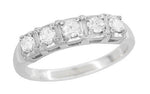Mid Century Straightline Diamond Wedding Ring in White Gold