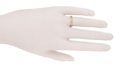 Yellow Gold Womens Edwardian Wedding Band with Floral Engraving - 14K or 18K - alternate view