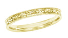 Yellow Gold Womens Edwardian Wedding Band with Floral Engraving - 14K or 18K