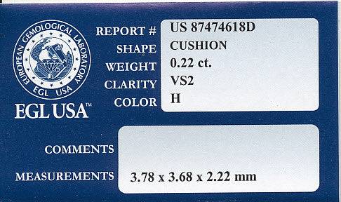 0.22 Carat Loose Cushion Cut Diamond H Color VS2 Clarity - Item: D151 - Image: 2